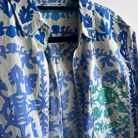 Zara Patterned Poplin Button Down - Picture 4 of 4